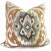 Iman Turquoise and Khaki Ikat Decorative Pillow Cover 18x18, 20x20 or 22x22 or lumbar