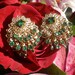 Vintage Earrings Emerald Green Rhinestone Gold Filigree Clip On
