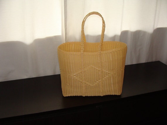 plastic woven basket bag