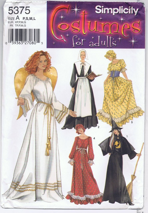 Costume Pattern for Womans Angle Pilgrim Witch or by VermontAttic