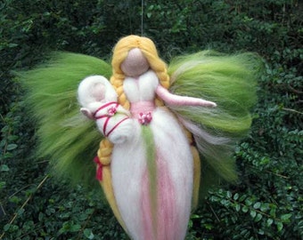 DIANA - Needle Felted Wool angel, Waldorf inspired fairy doll, wool, guardian angel