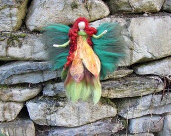DEIRDR - Needle Felted Wool fairy, Irish nature fairy, Waldorf inspired fairy doll, wool