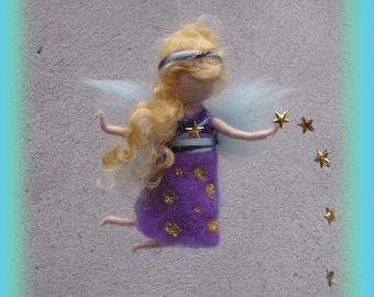 Stardust - little sleep well fairy, Waldorf inspired needle felted wool fairy