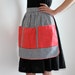 Black and White Chequered Eighties Half Apron with Red Pockets - St Michael