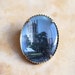 RESERVED for FRANCES - Rapunzel Plight - Souvenir Oval Brooch Color Picture of Tower