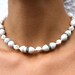 Vintage 1940's White Milk Glass Bead & Crystal Rondelle Necklace
