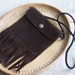 Small Vintage Leather Suede Pouch with Fringes