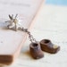 RESERVED for YIN - Love Hiking - Edelweiss Flower and Tiny Boots Brooch - Souvenir from Alps in Austria