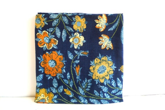 Upholstery Fabric Floral Blue Yellow Orange by importanceofliving