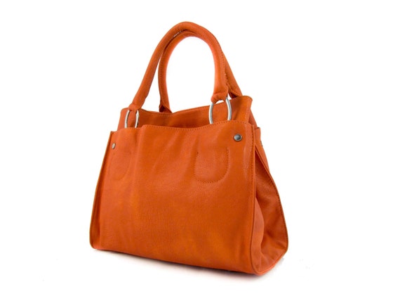 vegan leather handbag purse orange . the by VeganLeatherHandbags
