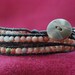 Chan Luu style wrap bracelet with round cherry quartz beads on brown Greek leather (B41)