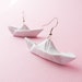 Origami earrings Boats white cotton Custom order for Marine OOAK by Jye, Hand-made in France