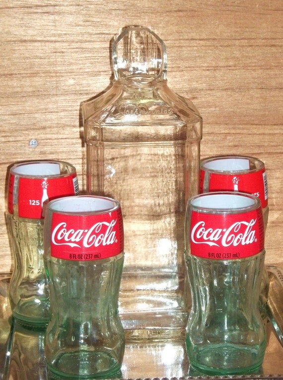 Jack and Coke Carafe Set by GroovyGreenGlass on Etsy