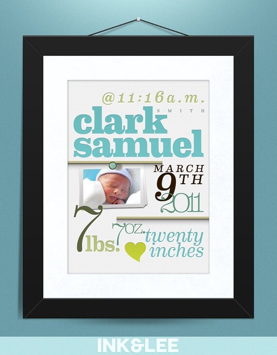 Items similar to Personalized Baby Announcement Print on Etsy