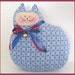 CAT Pillow Doll Cloth Doll 7 inch Blue & White Cloth Doll Prim Primitive Handmade CharlotteStyle Decorative Folk Art