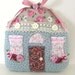 House Sachet COTTAGE, Sachet House, Green Print Fabric, Lavender Buds, Prim Primitive Cloth Handmade CharlotteStyle Decorative Folk Art