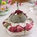 Pincushion Handmade Soft Sculpture MOTHER Dark RED and GREEN Double Handcrafted CharlotteStyle Needlecraft