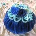 Pincushion Pin Keeper MINI Pinnie 2 inch DARK Blue Velvet Puff Pincushion Handmade CharlotteStyle Sewing Needlecraft