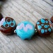 Lampwork Acai Bead Mocha Brown Blue Stretch Bracelet