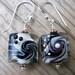 Black and White Silver Artisan Swirl Lampwork Earrings