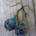 Brass Artisan Lampwork Swarovski Blue Earrings