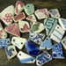 Drilled Scottish sea pottery for jewelry supplies, 24 small pcs, mixed colors
