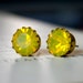Yellow Opal Crystals in Brass Prong Settings, Bridal Jewelry, Sunshine, Bright, Pop of Color, Kate Earrings, Holiday Gift