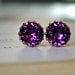 Amethyst Crystals in Brass Tiffany Settings, Bridal Jewelry, Purple, Simple, Jewel Tone, Swarovski, Kate Earrings