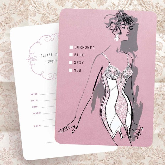 Lingerie Bridal Shower Invitation / 1960s Vintage Fashion