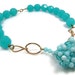 RESERVED - Huge Blue Necklace Vintage Brass Glass