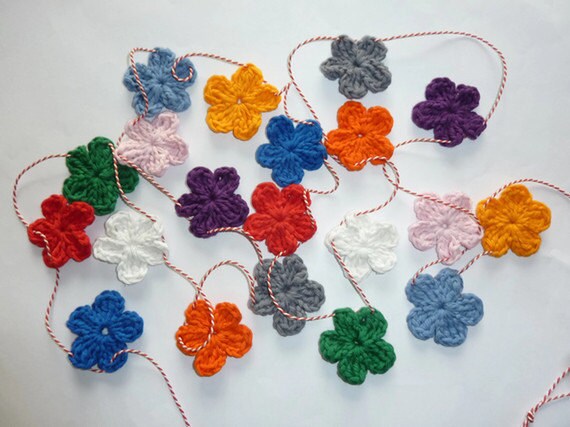 Crochet Flower Garland 20 flowers crochet Banner gift under