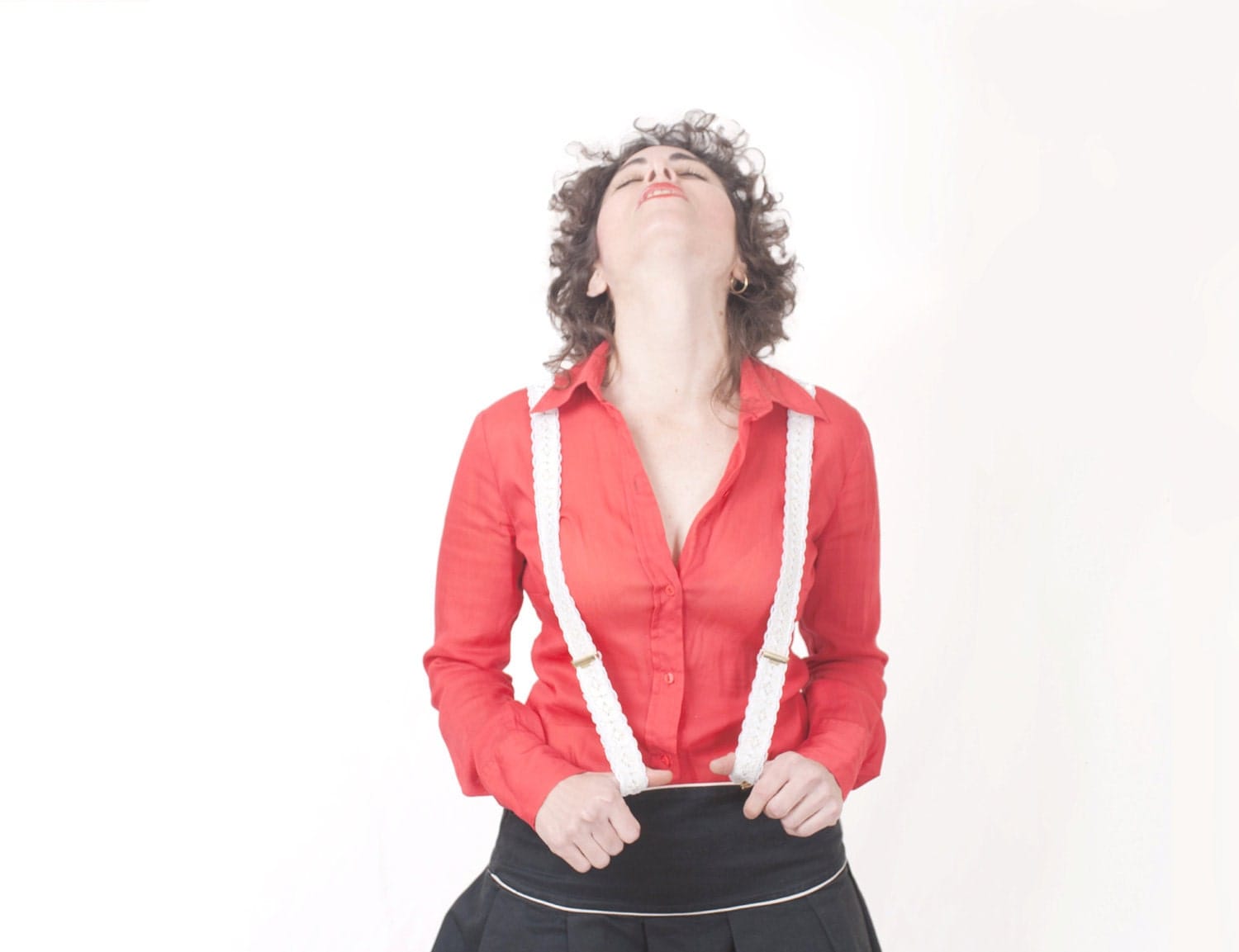 White Women Lace Suspenders