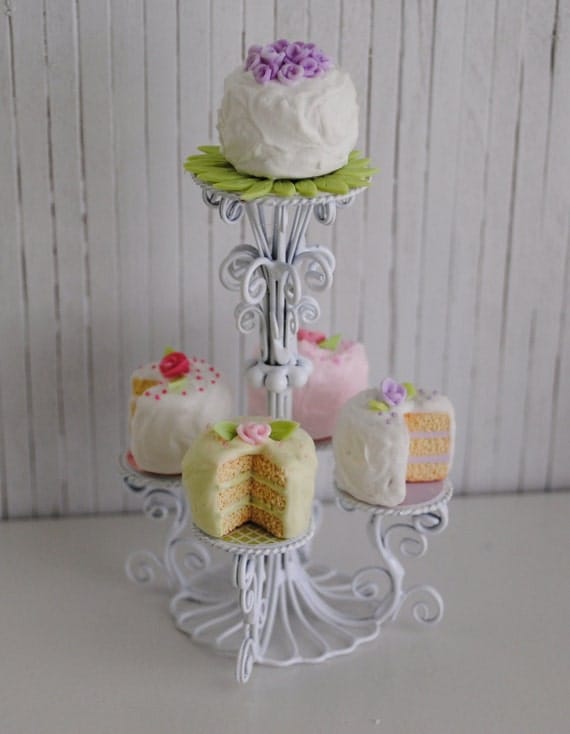 Items similar to Miniature Cake Display Stand With 5 Fancy Cakes on Etsy