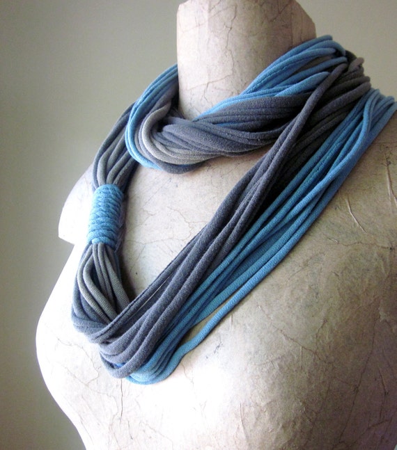 THE STANDARD cotton jersey scarf necklace in dark cyan taupe