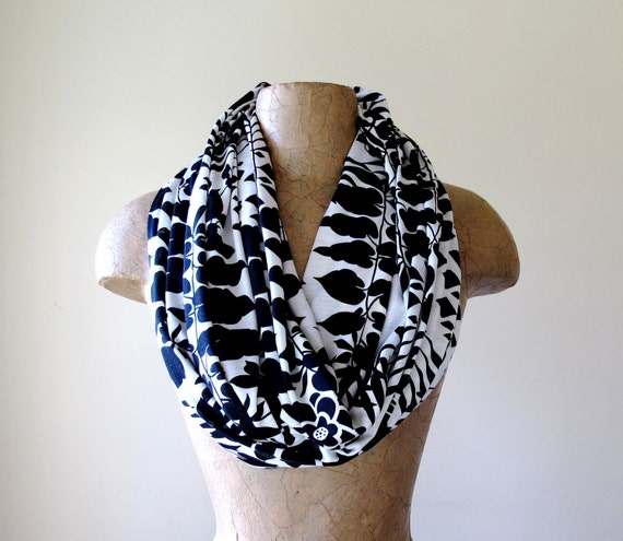 INFINITY scarf in black and white abstract nature by EcoShag