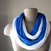 STANDARD cotton jersey scarf necklace in blue & white - by EcoShag