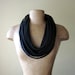 Black Scarf Necklace - Upcycled Cotton Jersey - Eco Friendly Scarf