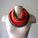 STANDARD cotton scarf necklace in brown, red and tangerine jersey - by EcoShag