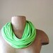 Neon Green Scarf Necklace - Eco Friendly Cotton Jersey Infinity Scarf - Lime Green T shirt Scarf