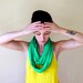 Green Infinity Scarf - Lightweight Knitted Sweater Scarf - Handmade Electric Winter Green Infinity Loop Scarf