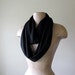 Black Infinity Scarf - Heather Black Jersey Cotton Circle Scarf - Handmade Black Loop Scarves