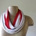 Scarf Necklace - Red, White, Beige Cotton Scarf Necklace - Upcycled Fabric Necklace