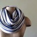 Chunky Infinity Scarf - Oversized Striped Knit Scarf - Chunky Infinity Cowl - Denim Blue, Wheat, Straw - Handmade Scarves