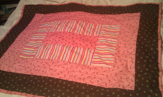 Heirloom Reversible Pink and chocolate crib/toddler girl quilt