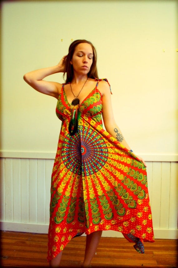 Handmade Bohemian Dress Long Organic Hippie Dress