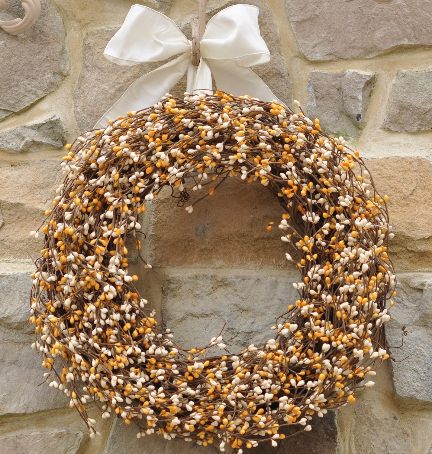 Berry Wreath Spring Wreath Yellow Wreath by EverBloomingOriginal