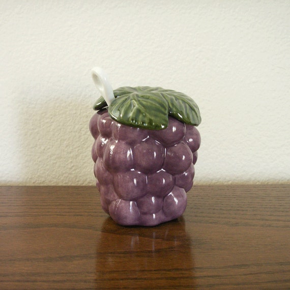 Ceramic Grape Jam Jar with Spoon