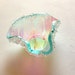 Fused Dichroic Glass Candle Holder Aqua and Silver with a Pink Reflection Tea Light 82