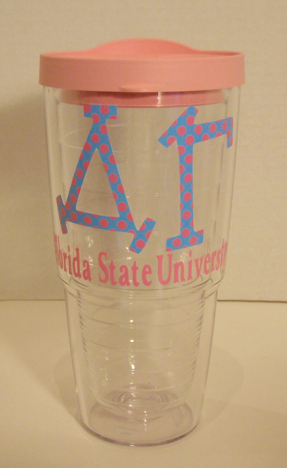 Sorority Name in our Game Day font and College Tervis Tumbler