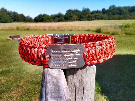 Custom Paracord Dog Collar with Woven in Dog Tag. You pick the colors